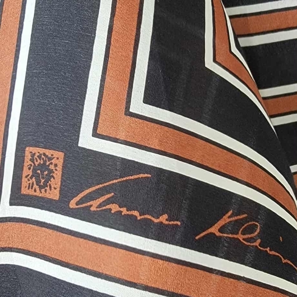Anne Klein Silk Scarf in Black, White, and Orange - Picture 4 of 4